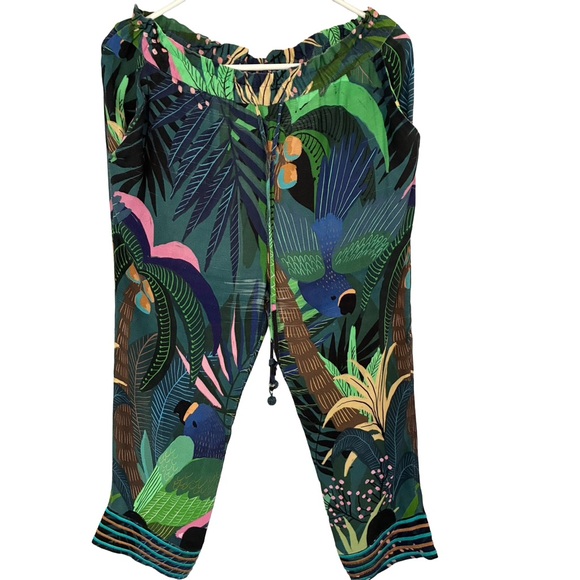 FARM Rio x Anthropologie Tropique Embroidered Capri Pants Small Petite - Picture 2 of 4
